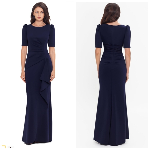 Xscape Dresses & Skirts - XSCAPE Women's 3/4 Sleeve Long Scuba Dress with Side Ruching